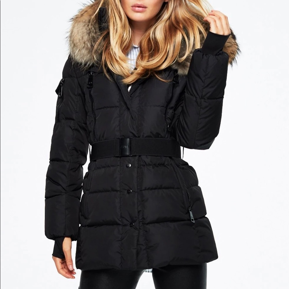 SAM. Long Black Parka with Fur Hood